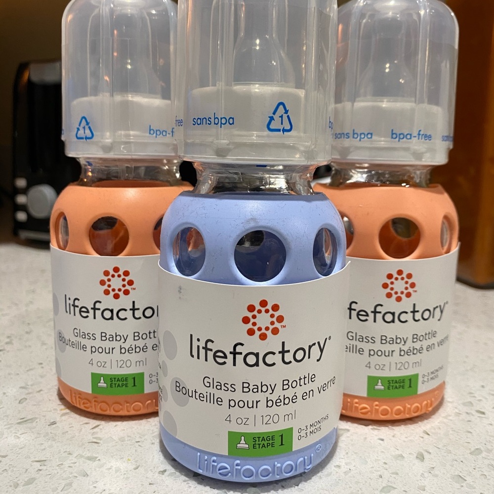 Lifefactory glass baby bottle trio- 4oz